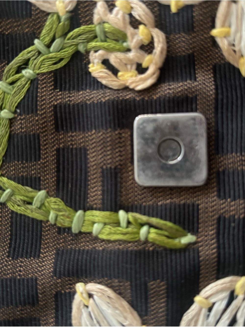 Vintage Fendi Zucca Monogram Floral Embroidered Baguette Bag - Picture 8 of 16